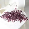 Feuilles de saule artificielles 5 fourches plante de simulation rouge foncé pour déco mariage maison - Bordeaux