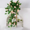 Artificial rose hanging vine for home wall decor, fake flowers for wedding decoration. - Champagne