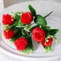 Bouquet de roses rouges artificielles réalistes pour décoration de mariage et maison. - Bouquet de Roses (HBL0146) / Rouge