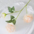 Variété pivoine artificielle 3 têtes, fleur fausse pêche pour déco maison et accessoires photo. - Champagne