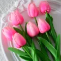 Tulipanes artificiales de PU flores rosas ramo de flores falso para boda decoración hogar - Todo Rosa
