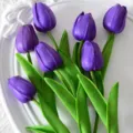 Mini tulipanes artificiales de PU flores falsas moradas para decoración de hogar boda - Púrpura profundo