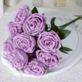 Bouquet di rose viola artificiali decorazione matrimonio 10 teste fiori finti in seta - Viola chiaro