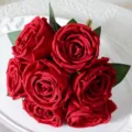 Bouquet de 7 roses artificielles rouges en soie pour la décoration de mariage et maison - Rouge