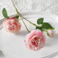 Bouquet de Fausse Pivoine Artificielle 3 Têtes Rose Soie Décoration de Mariage 66cm - Rose foncé