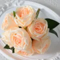 Bouquet de fleurs de roses artificielles 7 têtes pêche champagne soie déco mariage - Champagne