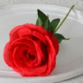 Fleur de rose artificielle rouge simple tige court bouquet déco maison bricolage - Rouge