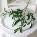 Branche d'olivier artificielle 6 fourches fausses feuilles vertes pour mariage déco maison - Vert