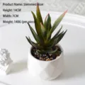 Dekorative künstliche Aloe-Sukkulente in einem weißen facettierten Keramiktopf, 14 cm - Hohe Aloe