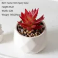 Kleine rote künstliche Aloe-Sukkulente in weißem Keramiktopf für die Bürodekoration zu Hause - Kleine Stachel-Aloe