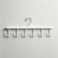 White multi-hook underwear and bra hanger with 360-degree rotating hook for closet storage. - White