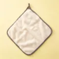 Hanging coral fleece hand towel with check border absorbent kitchen dish cloth variant - White Cleaning Cloths