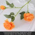 Realistic artificial orange Persian buttercup spray with 3 heads for wedding home decor - 3-Head Ranunculus / Orange