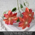 Artificial 3-head orange clematis flower branch for home and wedding decor - 3-Head Clematis / Orange