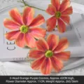 Artificial orange cosmos flower stem with 3 heads for home wedding decor - 3-Head Cosmos / Orange