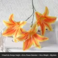 Realistic 3-head orange artificial lily stem, 65cm height for home wedding decor - 3-Head Lily / Orange