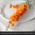 Vibrant artificial orange Delphinium flower stem 87cm for autumn wedding and home decor - Delphinium / Orange