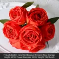 Vibrant orange 7-head artificial silk royal rose bouquet for wedding and home decor - 7-Head Princess Rose Bouquet / Orange