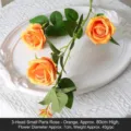 Lifelike orange artificial Paris rose branch with 3 flower heads for autumn wedding decor - 3-Head Little Paris Rose / Orange