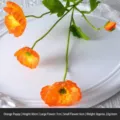 Bright orange artificial corn poppy flower stem for wedding and home decoration - Poppy / Orange