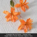 Vibrant orange 3-head artificial silk lily flower for home and outdoor wedding decor - 3-Head Lily / Orange