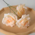 Champagne 3-head artificial champagne roses for wedding and home decor flower arrangement - Champagne