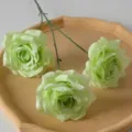 Realistic light green three-headed artificial roses for wedding and home decoration - Light Green