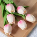 Fleurs artificielles mini tulipes PU fausses fleurs pour decoration de mariage - Rose Clair