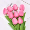 Fleurs artificielles mini tulipes PU bouquet de fausses fleurs roses pour déco de mariage - Tout Rose