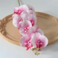 Bouquet de fleurs artificielles en soie Phalaenopsis 9 têtes pour déco maison mariage - Rose n° 3