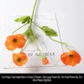 Branche de coquelicot orange artificiel avec pétales en soie, hauteur 60 cm, 3 fleurs - Coquelicot / Orange