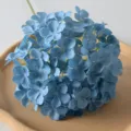 Hortensia azul artificial cabeza de flor ramo de seda falsa para boda fiesta decoracion - Azul Niebla