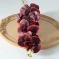Fausse branche d'orchidée phalaenopsis 9 têtes rouge foncé pour décoration de mariage - Rouge n° 1