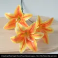 Branche de lys artificiels orange à 3 têtes pour compositions florales de mariage - Lis à 3 Têtes / Orange