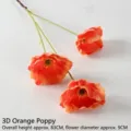 Tige de pavot artificiel orange 3D réaliste pour décoration de mariage et de maison - Pavot 3D / Orange