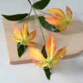 Branche de lys de flamme artificiel orange à 3 têtes 80cm décor - Lis de Feu à 3 Têtes / Orange