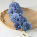 Branche de bouquet de fleurs d'orchidée phalaenopsis artificielle bleue pour décoration et photo. - Bleu n° 1