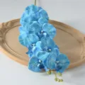 Tige de fleur d'orchidée bleue artificielle 9 têtes fausse phalaenopsis déco mariage - Bleu