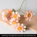 Fleur de marguerite gerbera artificielle orange à 6 têtes pour décor de mariage - Marguerite Solaire 6 Têtes / Orange