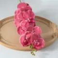 Fausse orchidée phalaenopsis rose bouquet 9 têtes fleurs artificielles pour déco maison - Rouge rosé n° 1