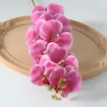 Fausse branche d'orchidée rose artificielle pour décoration maison, mariage et photo. - Rose rouge n° 3