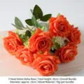 Bouquet de roses Elsa en velours orange à 7 têtes pour mariage et décoration - Rose Elsa en Velours 7 Têtes / Orange
