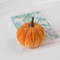 Décoration de citrouille floquée de simulation citrouille en velours orange pour Halloween - Marron