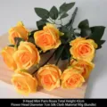 Roses artificielles en soie orange avec 9 têtes pour décoration de mariage - Petit Paris 9 Têtes / Orange