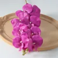 Bouquet de fleurs artificielles d'orchidée phalaenopsis 9 têtes pour décoration de mariage. - Rose rouge n° 4