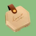 Portable hexagonal sewing box with leather strap, compact household storage for needles and threads. - Apricot