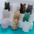 Natural crystal cat figurine 3cm carved gemstone animal craft home decor display item - Grey Agate