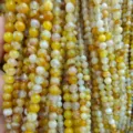 Yellow striped agate gemstone beads detail shot, perfect for DIY jewelry making and crafts. - 4mm / Yellow Striped Agate