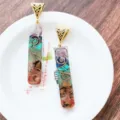 Pendentif long en résine de gravier de cristal coloré collier géométrique en fil. - 2 Sans cordon