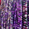 Perles en agate rayée violette, perles rondes semi-translucides pour bijoux DIY faits main. - 4mm / Agate rubanée violette